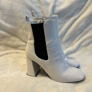 White heeled booties